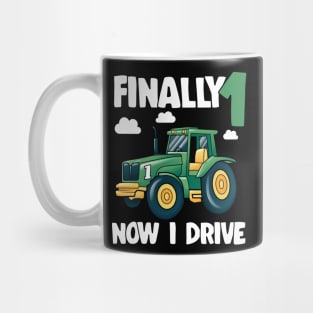 Kids Finally 1 1st Birthday Gift Boy Tractor Mug